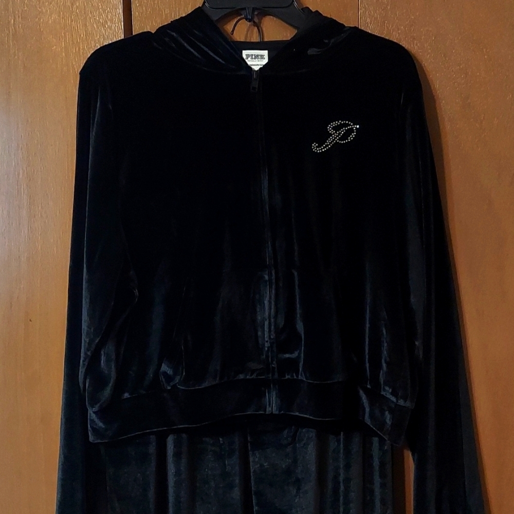 Victoria Secret 2pc Blk Velour Set
